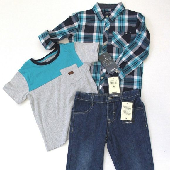 Lucky Brand Other - Lucky Brand 3Pc Dress Shirt T-Shirt Jeans Set 4T